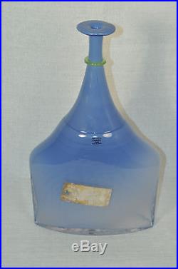 KOSTA BODA Artists Choice Satellite Blue Opaque Bottle by Bertil Vallien New