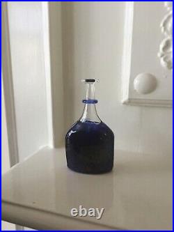 KOSTA BODA Bertil Vallien Satellite Blue Miniature Bottle Signed 89250 9cm