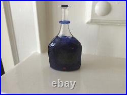 KOSTA BODA Bertil Vallien Satellite Blue Miniature Bottle Signed 89250 9cm