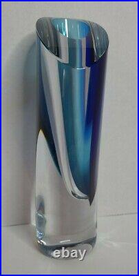 KOSTA BODA Blue Seaside Goran Warff signed Swedish 11 Art Glass Vase #7049809