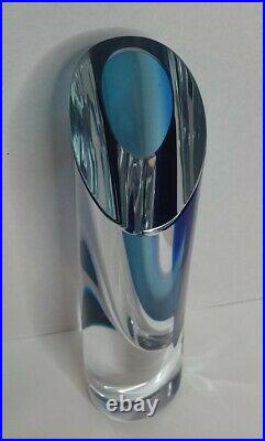 KOSTA BODA Blue Seaside Goran Warff signed Swedish 11 Art Glass Vase #7049809