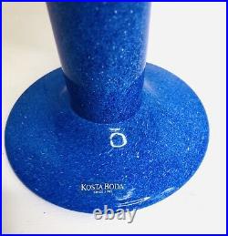 KOSTA BODA Blue White Art Glass OPEN MINDS Vase Face Signed Hand Painted Vintage