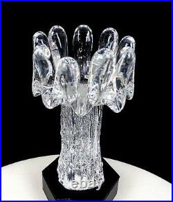 KOSTA BODA CRYSTAL ART GLASS SUNFLOWER GORAN WARFF 6 7/8 CANDLE HOLDER 1970's