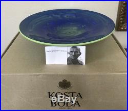 KOSTA BODA Centerpiece Bowl Platter BlueGreen REEF Art Glass 14 Martti Rytkonen