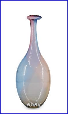 KOSTA BODA FIDJI Glass Vase Signed K. Engman Bud Blue & Pink Orange Sunset Multi