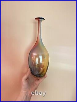 KOSTA BODA FIDJI RAINBOW SWEDISH ART GLASS BOTTLE VASE By ENGMAN SIGNED & NUMBER