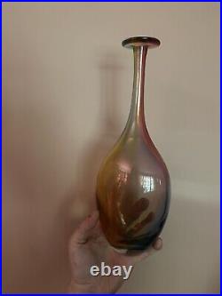 KOSTA BODA FIDJI RAINBOW SWEDISH ART GLASS BOTTLE VASE By ENGMAN SIGNED & NUMBER