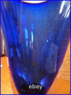 KOSTA BODA GORAN WARFF Cobalt Blue Crystal Vase Signed
