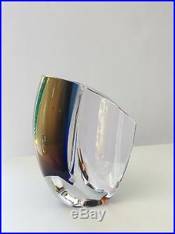 KOSTA BODA GORAN WARFF'S MIRAGE COLLECTION GLASS VASE (blue & brown) LARGE