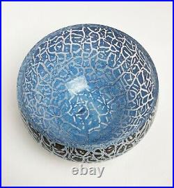 KOSTA BODA Glass Bowl with light blue Vermiculated Texture Signed & Numbered