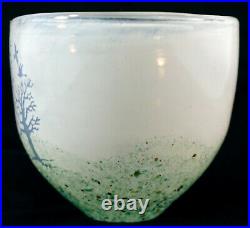 KOSTA BODA Glass Signed KJEIL ENGMAN Vase Bowl Trees Birds Autumn 58262 Handmade