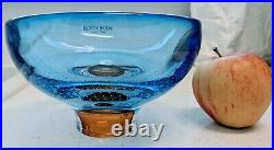 KOSTA BODA Goran Warff Zoom Stunning Art Glass bowl Cobalt Blue and Amber