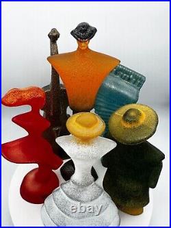 KOSTA BODA KJELL ENGMAN Rare Collection 6 Sculpture Art Glass CATWALK + THE BAND