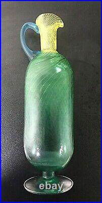 KOSTA BODA Kjell Engman Pitcher Signed Art Glass 12 Green Blue Yellow EUC