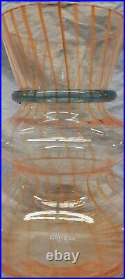 KOSTA BODA Kjell Engman signed 9.25 inch Glass Vase Orange light blue #4189