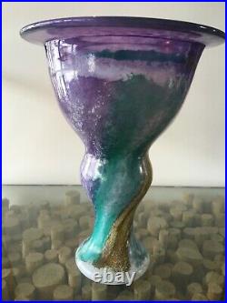 KOSTA BODA Kjell Engman signed Art Glass CAN CAN Flower Vase multi colored