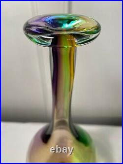 KOSTA BODA Large 18 Tall FIDJI Multicolor Glass Bottle Vase Signed Kjell Engman