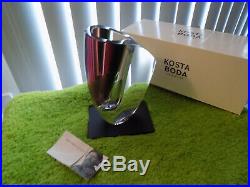 KOSTA BODA MIRAGE 8-1/4 Vase Goran Warff New in Box Art Glass Red Maroon Gray
