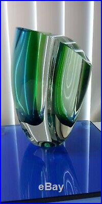 KOSTA BODA MIRAGE 8 Vase Goran Warff Art Glass BLUE GREEN NEW In Box 7040703
