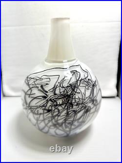 KOSTA BODA Scribble Crystal Vase 11.5 Height WHITE Gunnel Sahlin Sweden
