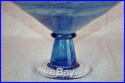 KOSTA BODA Twister Large Footed Bowl Blue by Kjell Engman Sweden New