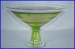 KOSTA BODA Twister Large Footed Bowl Green by Kjell Engman Sweden New