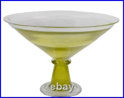 KOSTA BODA Twister Large Footed Glass Bowl Green by Kjell Engman Sweden New