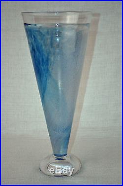 KOSTA BODA Twister Tall Vase Blue by Kjell Engman Sweden New