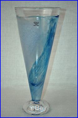 KOSTA BODA Twister Tall Vase Blue by Kjell Engman Sweden New