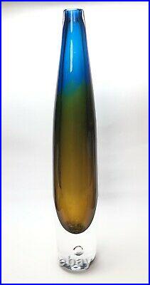 KOSTA BODA VICKE LINDSTRAND Signed Coloful Mid Century Glass Vase, H13-14