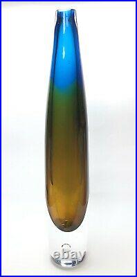 KOSTA BODA VICKE LINDSTRAND Signed Coloful Mid Century Glass Vase, H13-14