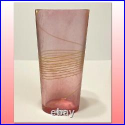 KOSTA BODA VINTAGE 8 Vase Pink and Yellow #48705 B Vallien SIGNED COLLECTABLE