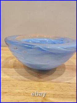 KOSTA BODA art glass. Large thick glass'swirl' bowl turquoise blue