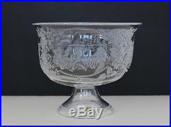 KOSTA Lisa Bauer Crystal ETCHED FOOTED BOWL in Memory of Evert Taube LE 1978