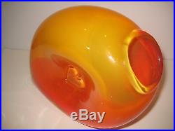 Kjell Engman Kosta Boda Bali Side Orange Glass Heart Vase In Orig Box Collecble