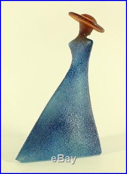 Kjell Engman for Kosta Boda Catwalk Madame Lady in Blue Dress With a Red Hat