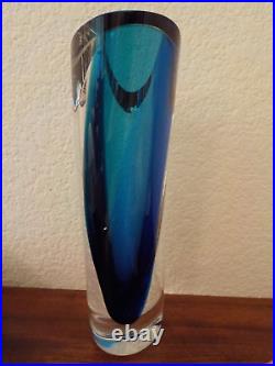 Kosta Boda, 11, Goran Warff, Signed, #d, Clear and Blue Art Glass Vase, Sweden