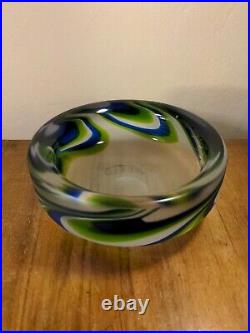 Kosta Boda 1960s Goran Warff Ann Warff Green Jewel Frosted Art Glass Bowl Dish