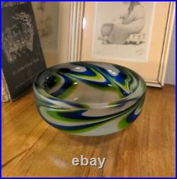 Kosta Boda 1960s Goran Warff Ann Warff Green Jewel Frosted Art Glass Bowl Dish