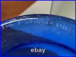 Kosta Boda A Wahlstrom Art Deco Style Cobalt Blue Glass Decanter Signed Numbered