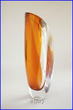 Kosta Boda Amber Art Vase Saraband Goran Warff Swedish Art Glass 40202