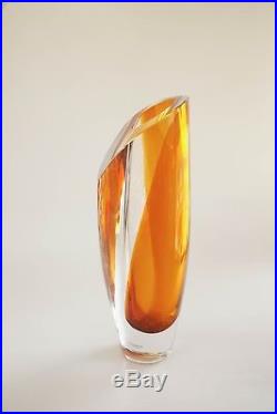 Kosta Boda Amber Art Vase Saraband Goran Warff Swedish Art Glass 40202