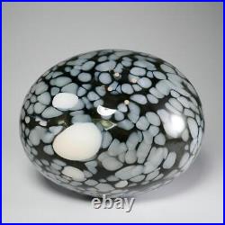 Kosta Boda Ann Wahlstrom Art Glass Nest Egg Vase Black Gray Clouds 12h 13w