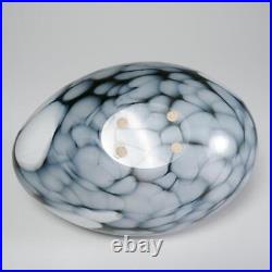 Kosta Boda Ann Wahlstrom Art Glass Nest Egg Vase Black Gray Clouds 6.5h 8w