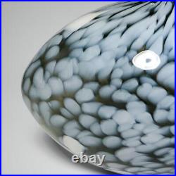 Kosta Boda Ann Wahlstrom Art Glass Nest Egg Vase Black Gray Clouds 8.5h 10.25w