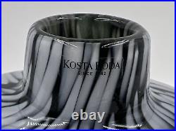 Kosta Boda Ann Wahlstrom Art Glass Nest Egg Vase Black Gray Clouds Signed