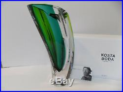 Kosta Boda Aria Vase, 7040535, Signed, 11-3/8 Goran Warff New, Turquoise Green