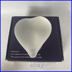 Kosta Boda Art Frosted Glass Paperweight Heartbeat Heart Sweden Signed Vallien