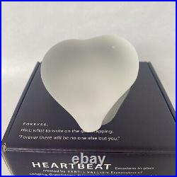 Kosta Boda Art Frosted Glass Paperweight Heartbeat Heart Sweden Signed Vallien