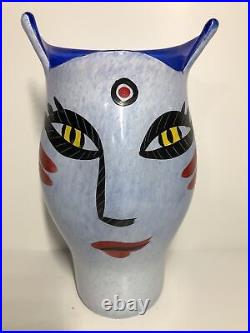 Kosta Boda Art Glass Blue Open Minds Vase Signed Ulrica Hydman-Vallien